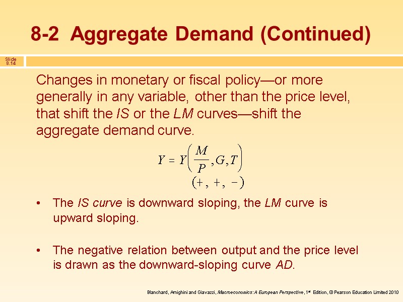 Changes in monetary or fiscal policy—or more generally in any variable, other than the